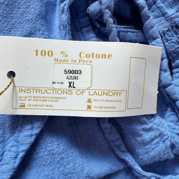 Blanco by Nature Periwinkle Blue Cotton Tiered V-Neck Maxi Dress NEW Size XL - Picture 7 of 10